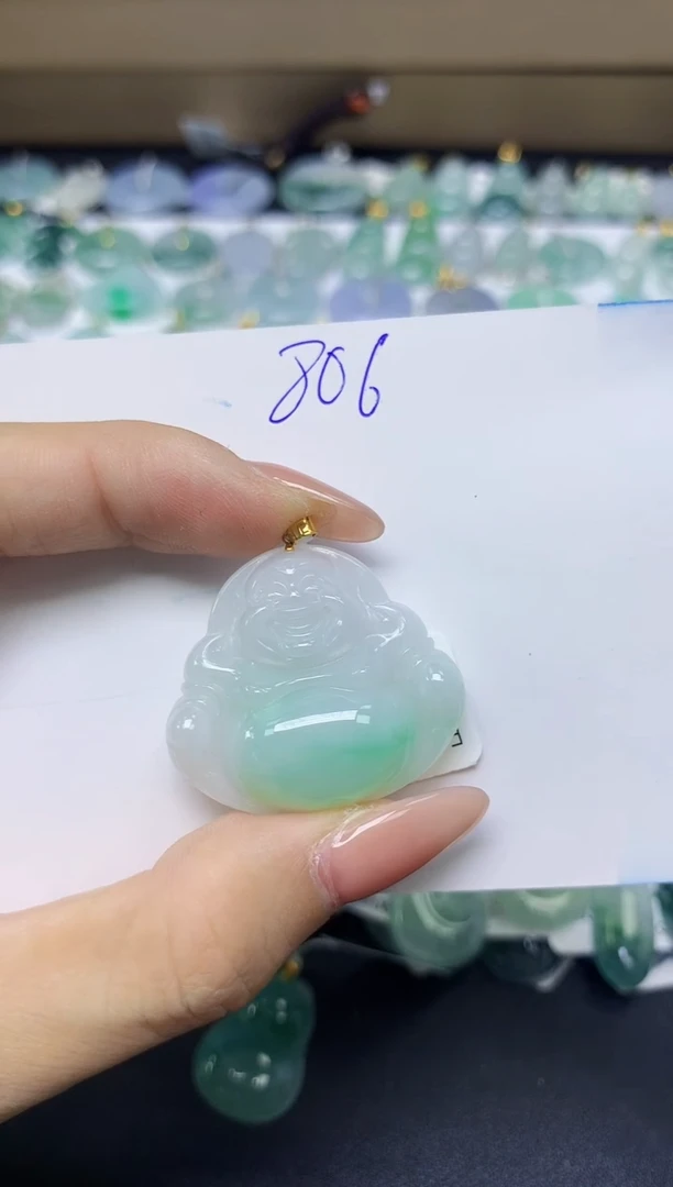 颈饰18K金镶嵌翡翠天然缅甸A货翡翠百元以上9元证书费自理