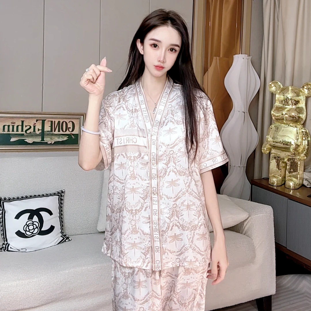 SIEOYJIEA/私迹大榕家大刘eva【蜻蜓花卉短袖】女款睡衣家居服套装