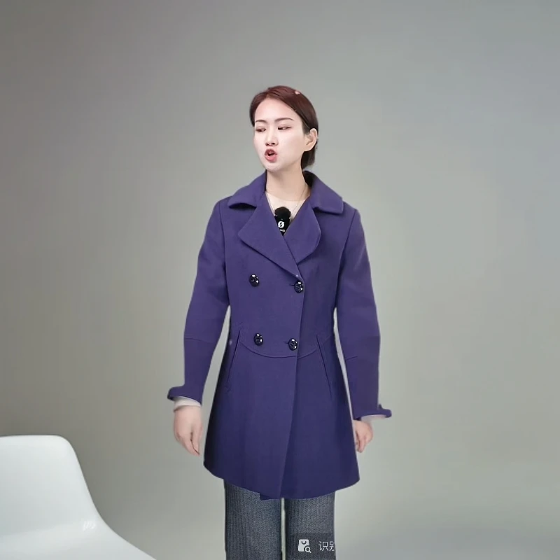 ZZ/佐尔美佐尔美新品女士气质加厚宽狐毛领大衣外套E54ZH13