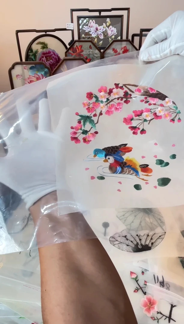 织绣纯手工苏绣双面绣绣布