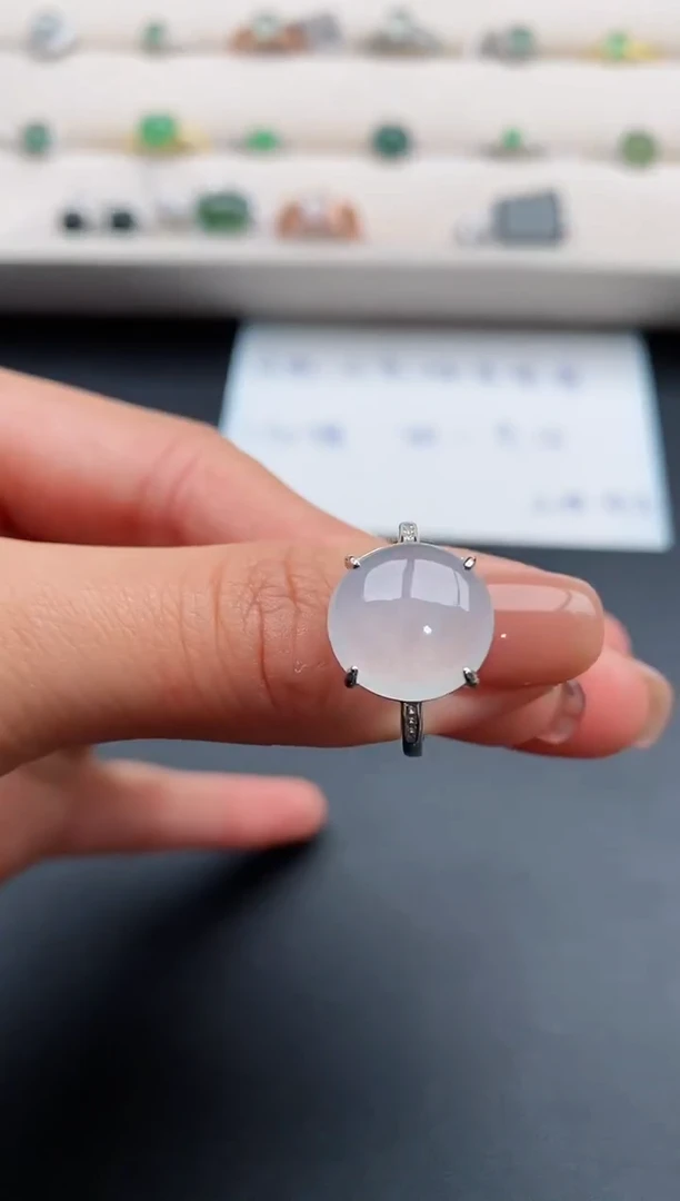 银S925镶嵌戒指翡翠66666666+5