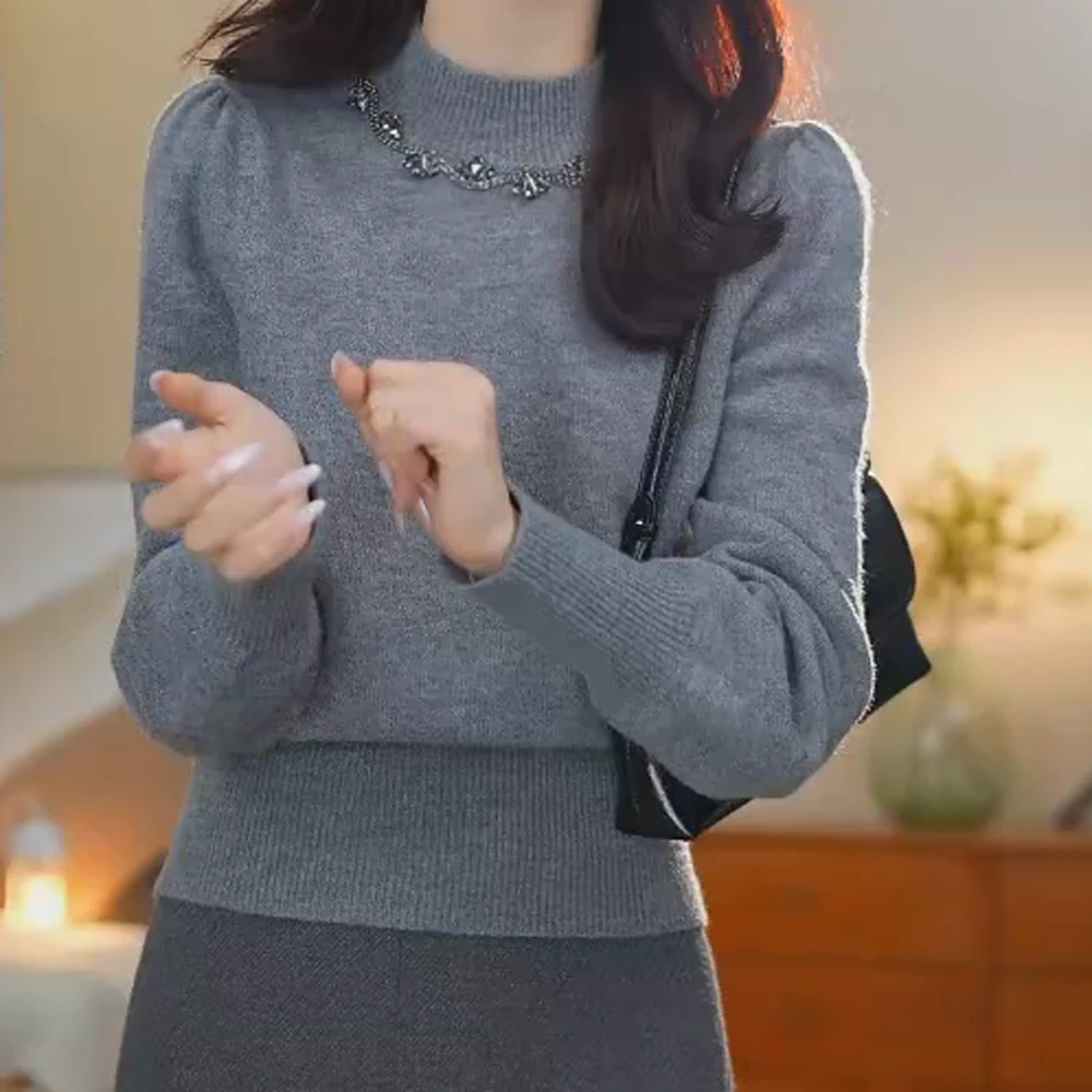 【Jason colors】时尚轻奢保暖百搭项链款打底衫毛衣女秋冬款上衣