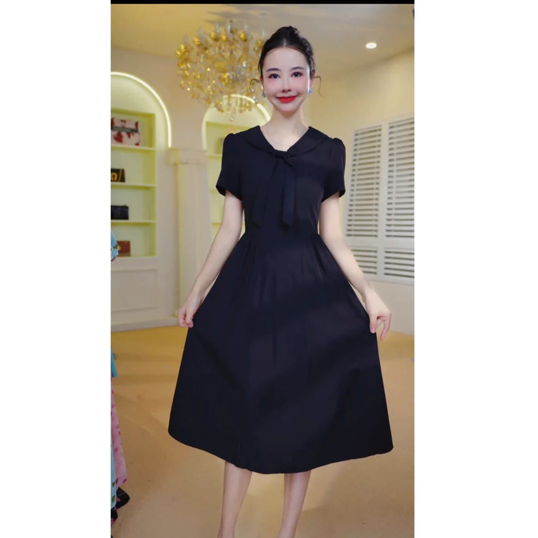 【赠送运费险】连衣裙显瘦气质时尚小黑裙夏季黑色质小黑裙J47064