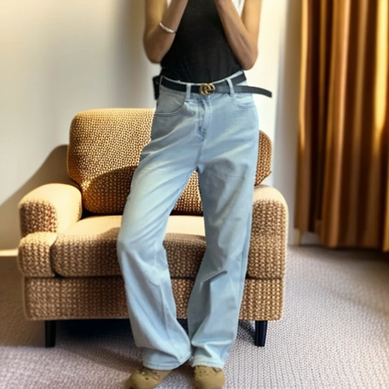 夏季显瘦时尚裤子薄款休闲风长裤高腰牛仔直筒