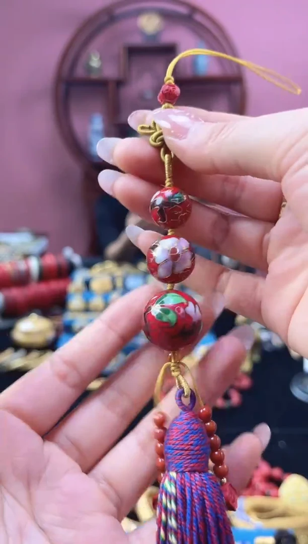 非遗 景泰蓝三元压襟 红色