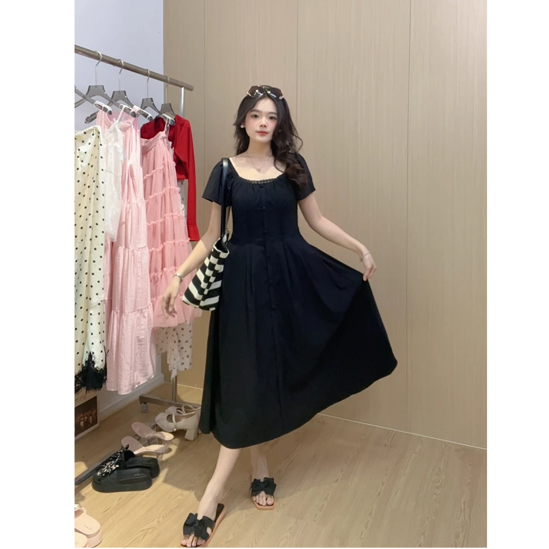 【小雅家】夏季时尚公主风收腰显瘦高级感连衣小黑裙法式赫本小黑裙