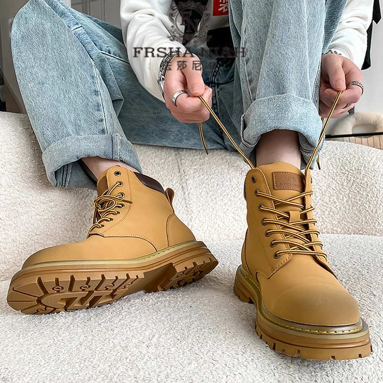 法莎尼亚马丁靴男潮流冬季款厚底增高时尚百搭高颜值休闲男士防水