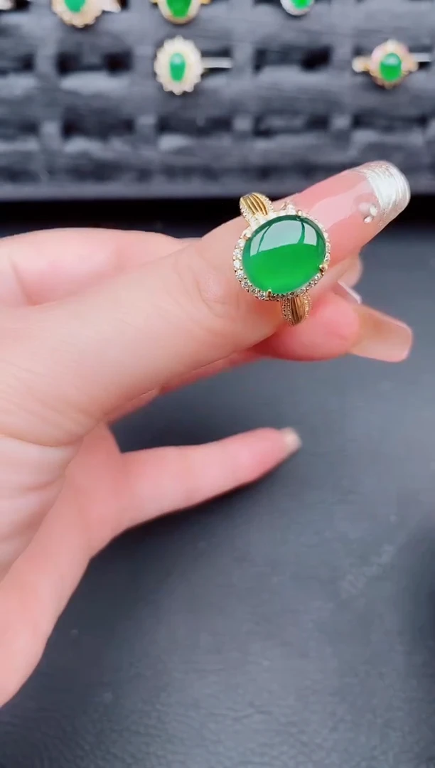 翡翠戒指银S925镶嵌天然a货翡翠127