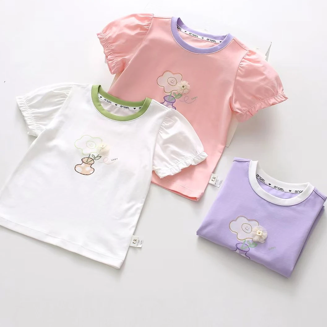 【青檬童年品牌】女童夏季95棉短袖T恤上衣 0823