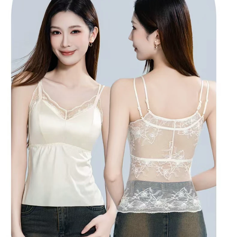 蕾丝运动女奢华纯色性感吊带背心内搭无痕网红上衣夏季打底衫