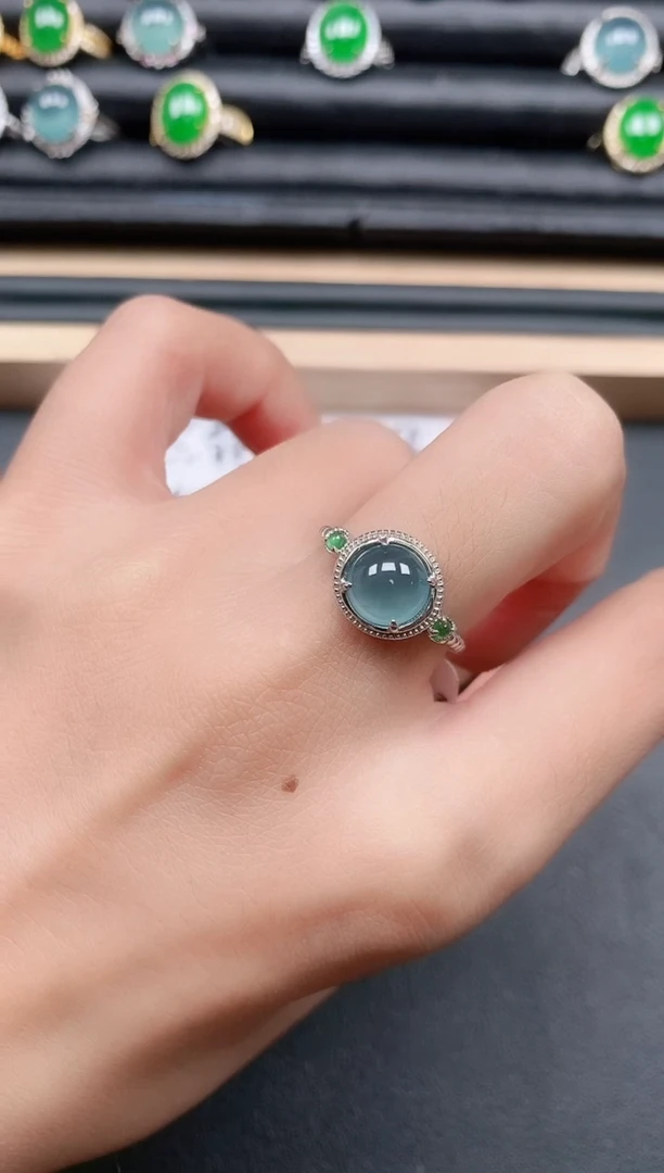 翡翠戒指银S925镶嵌111111
