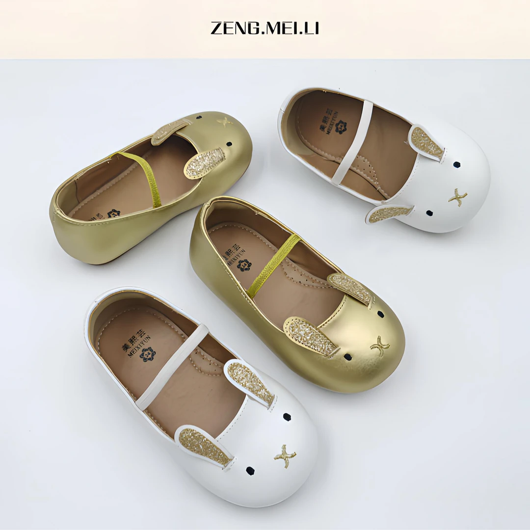 ZML 女童单鞋俏皮立体卡通兔子皮鞋重工软底单鞋儿童公主鞋子表演