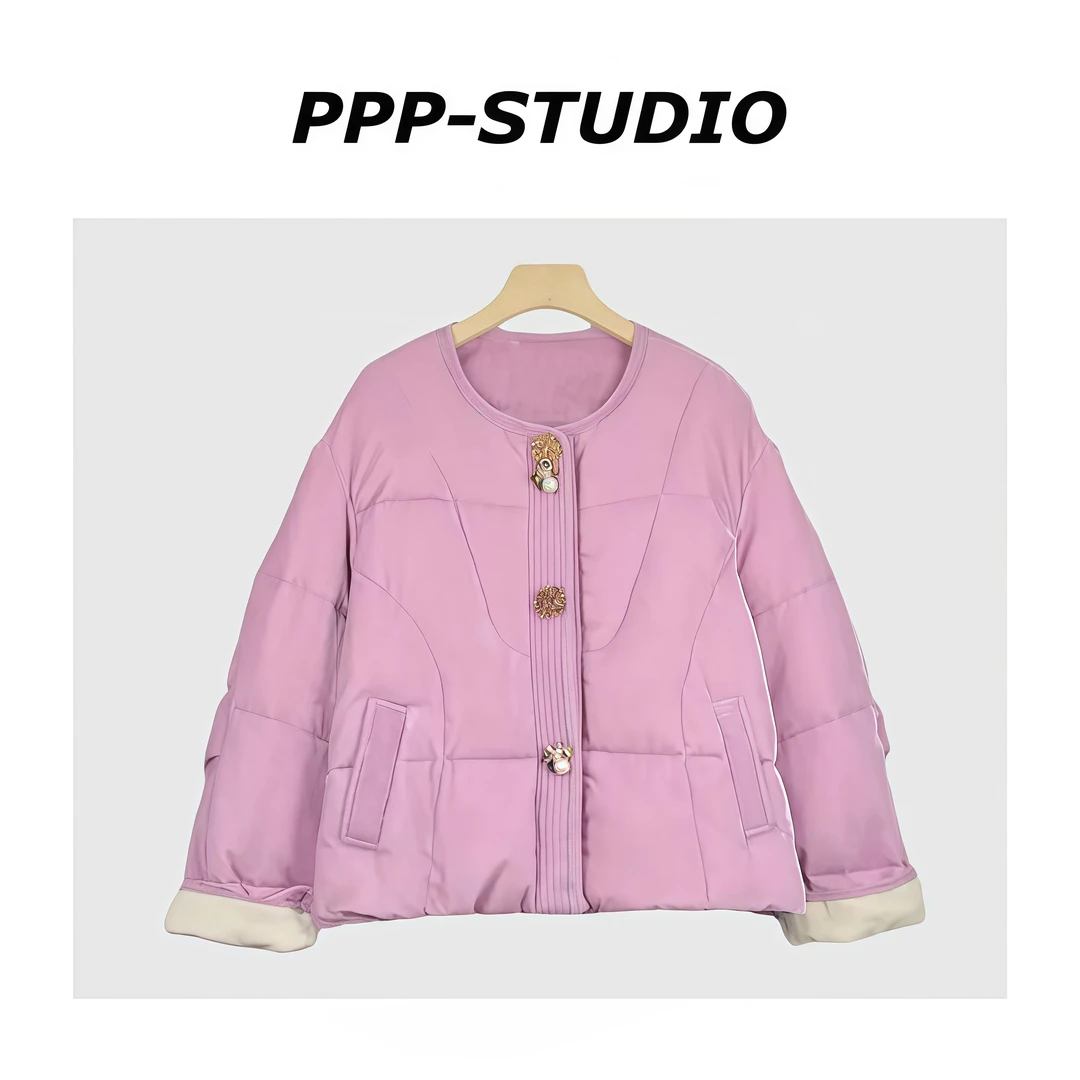『PP-STUDIO』冬季新款时尚休闲简约设计款彩扣羽绒服*20253231