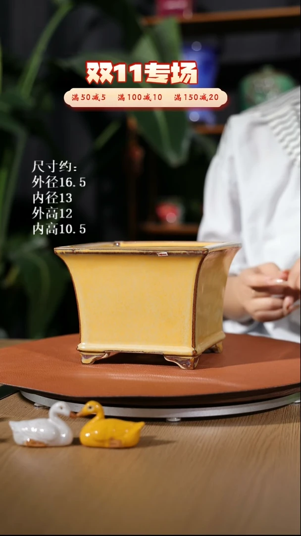 【石湾花盆】6寸飘口兰盆随机发货  秋叶黄