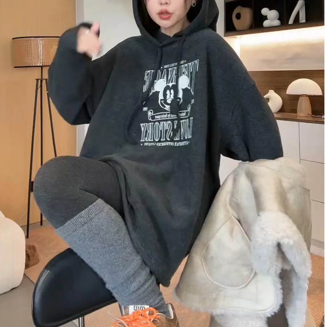 【活力符号】卫衣字母卡通连帽百搭灰色宽松复古上衣LK2501105