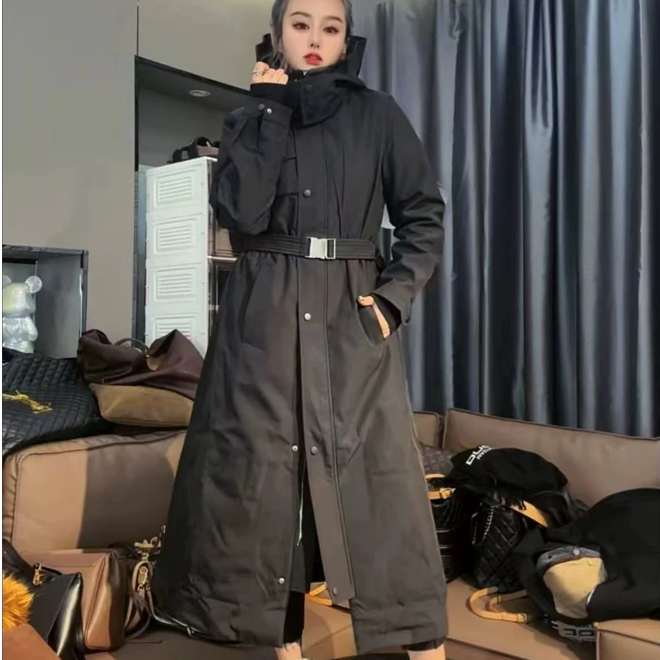 D9961早春2025新款连帽中长款显瘦收腰风衣外套