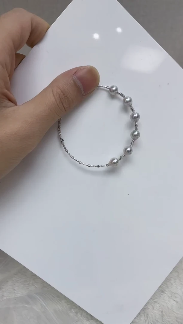 银S925镶嵌手镯海水珍珠