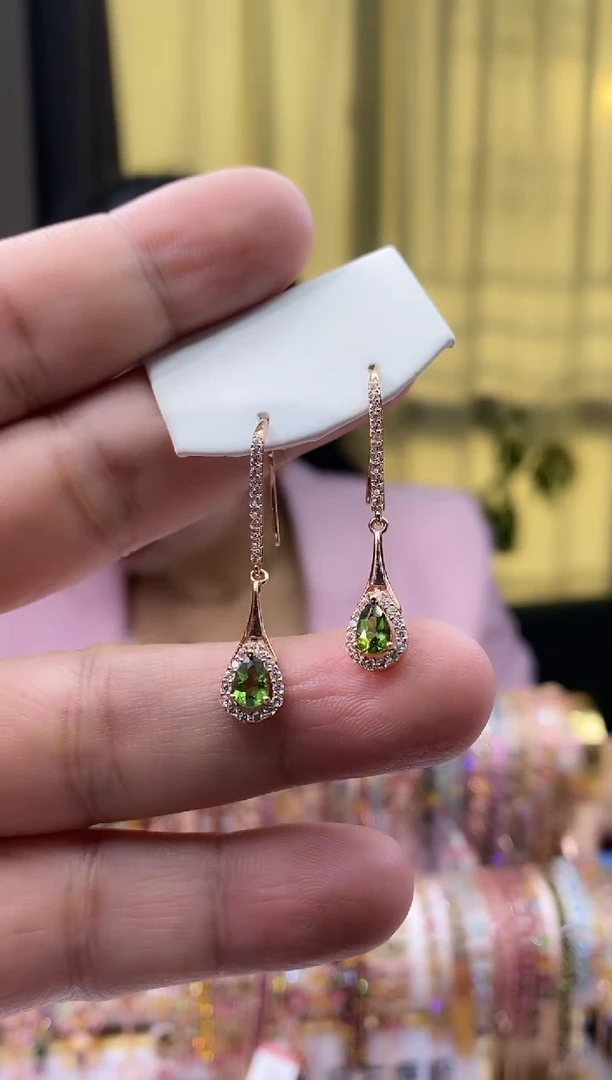 【闪购商品】碧玺耳钩银S925镶嵌354354354354