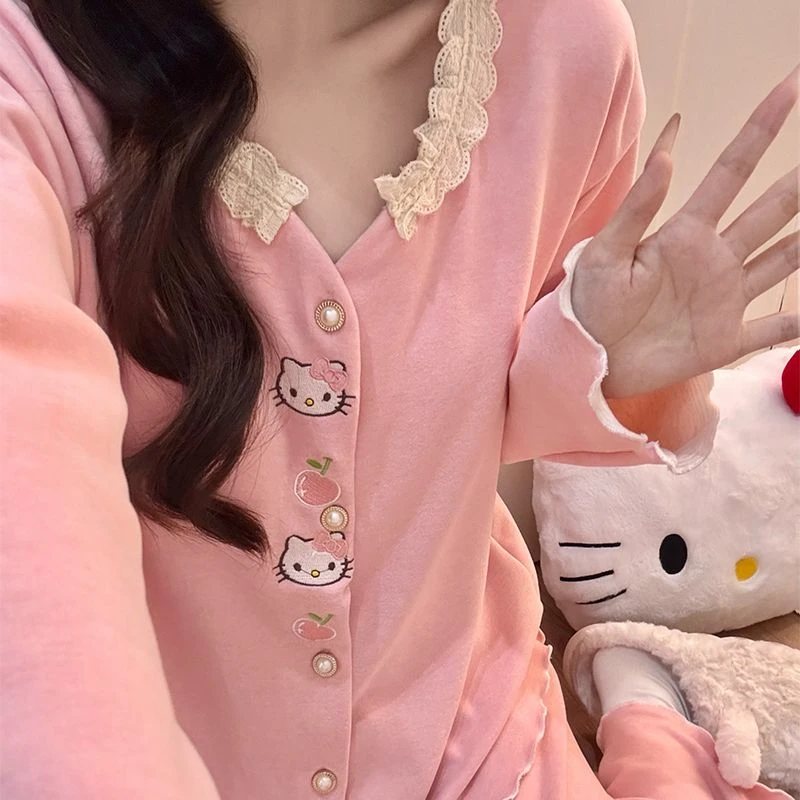 冬季长袖德绒带胸垫家居服加厚V领睡衣女款爆款2025新款套装保暖