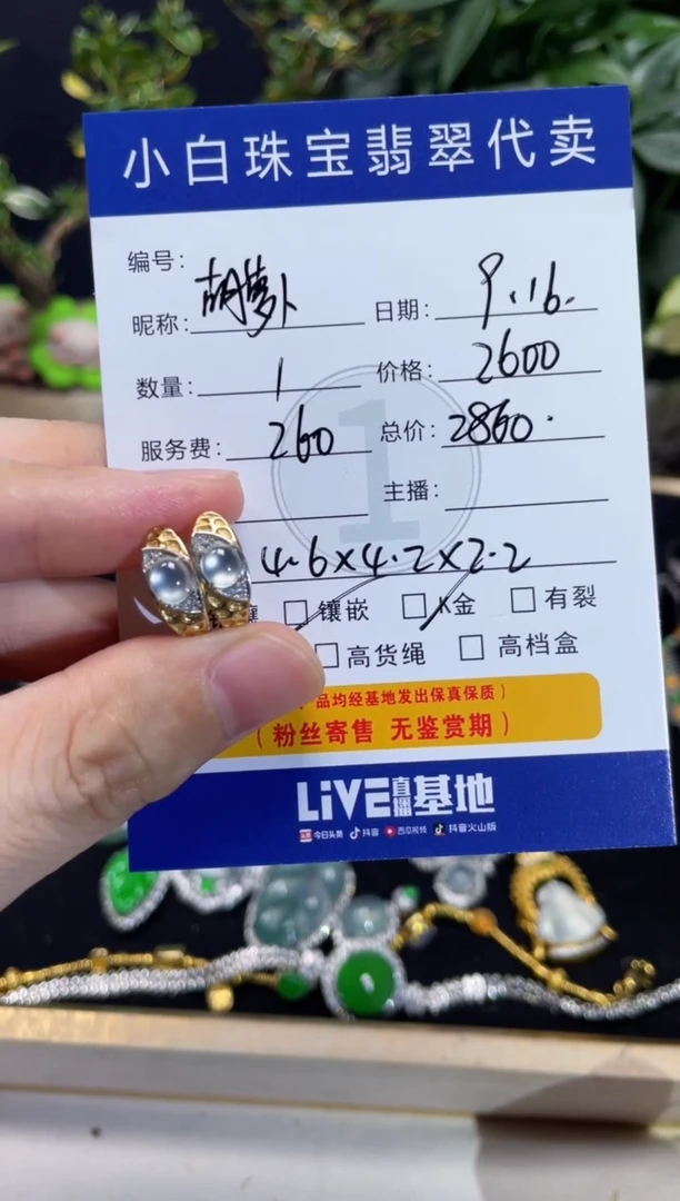 18K金镶嵌翡翠耳饰胡****茶耳饰