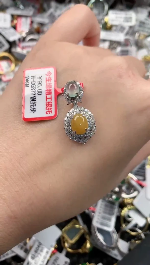 银S925镶嵌戒指翡翠141414---6