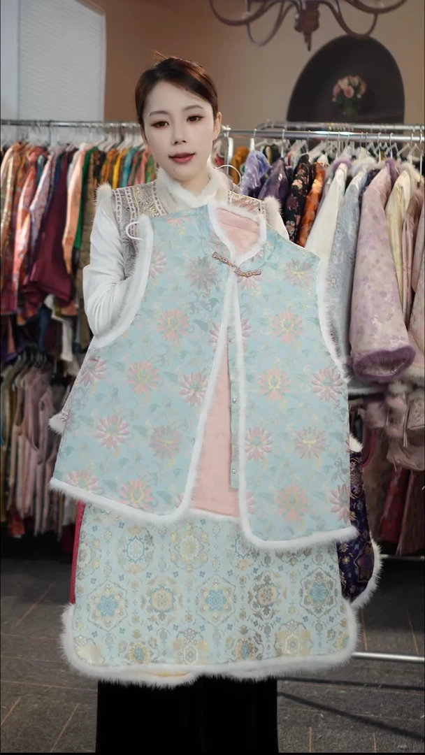 步步生莲立领马甲