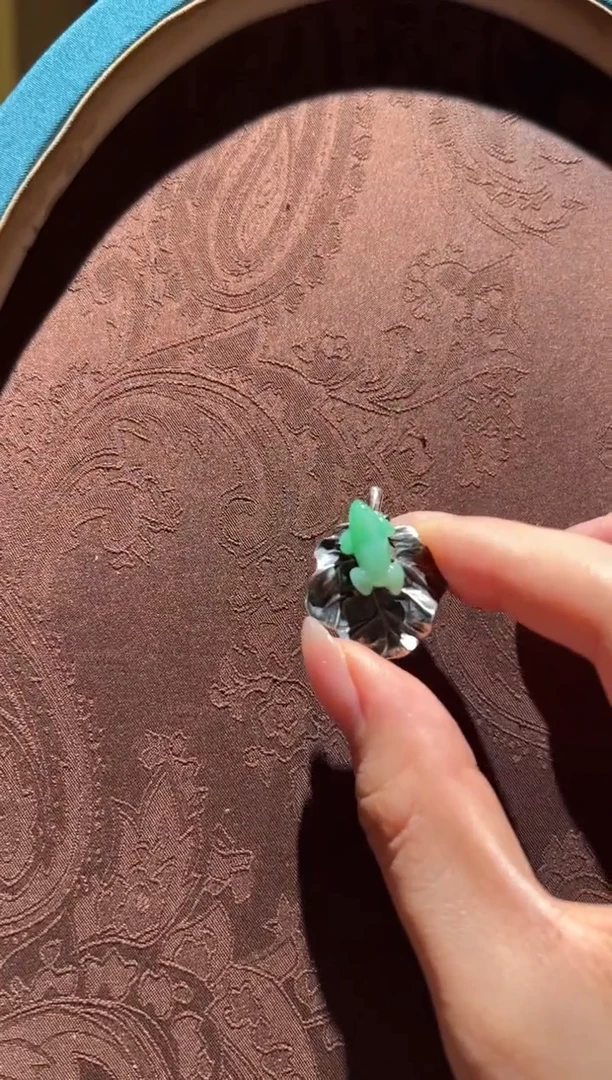 翡翠银S925镶嵌吊坠(不含链)红翡绿翠