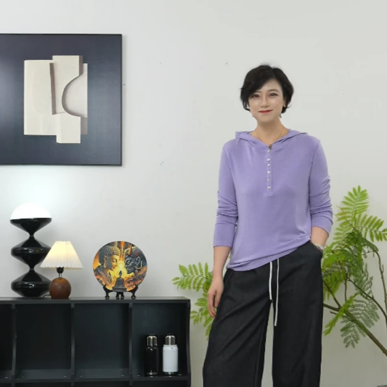 【U.M】半熟芝士天丝羊毛连帽长袖针织衫