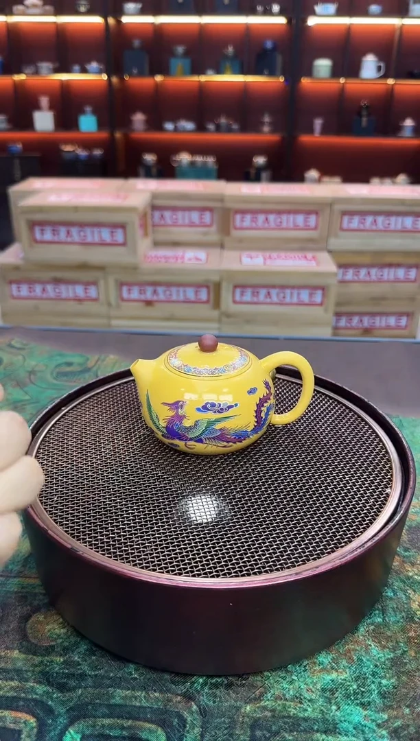 龙凤变色紫砂一壶四杯+茶盘-轻奢实木龙