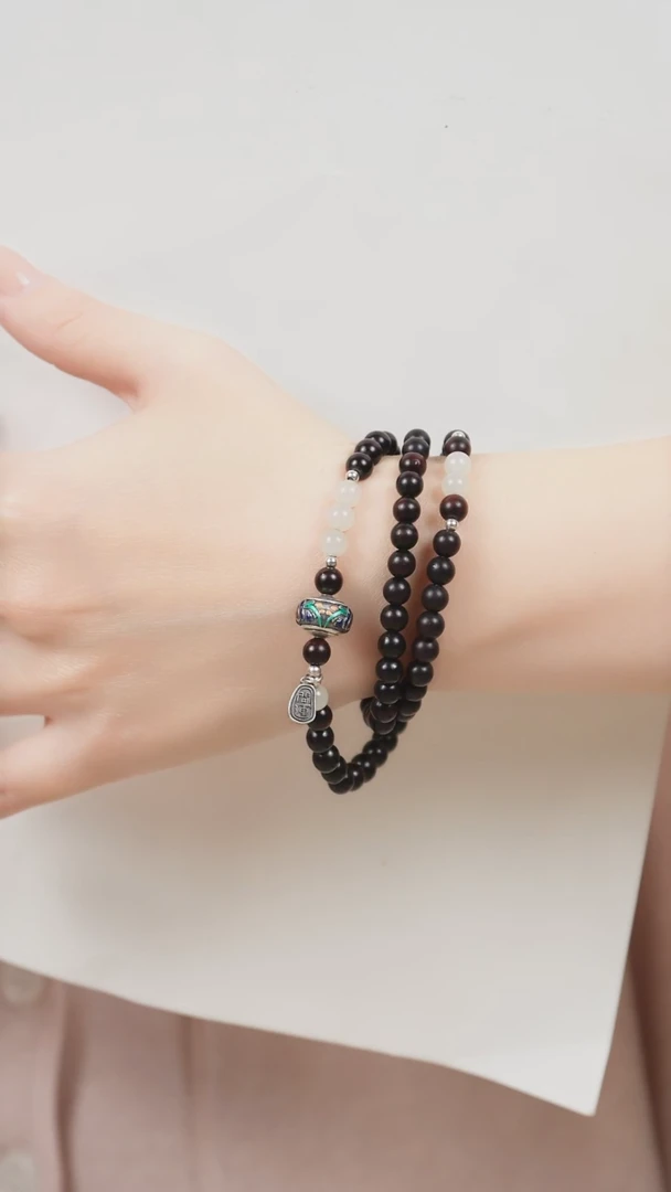 手串檀香紫檀（小叶紫檀）未镶嵌三圈小叶紫檀