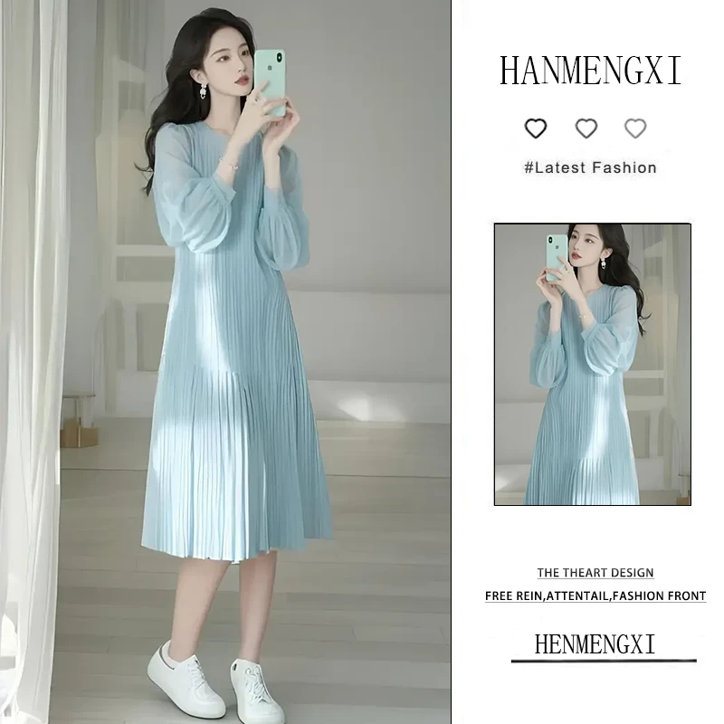 春季穿搭女2025新款韩系清新时尚显瘦遮肉连衣裙