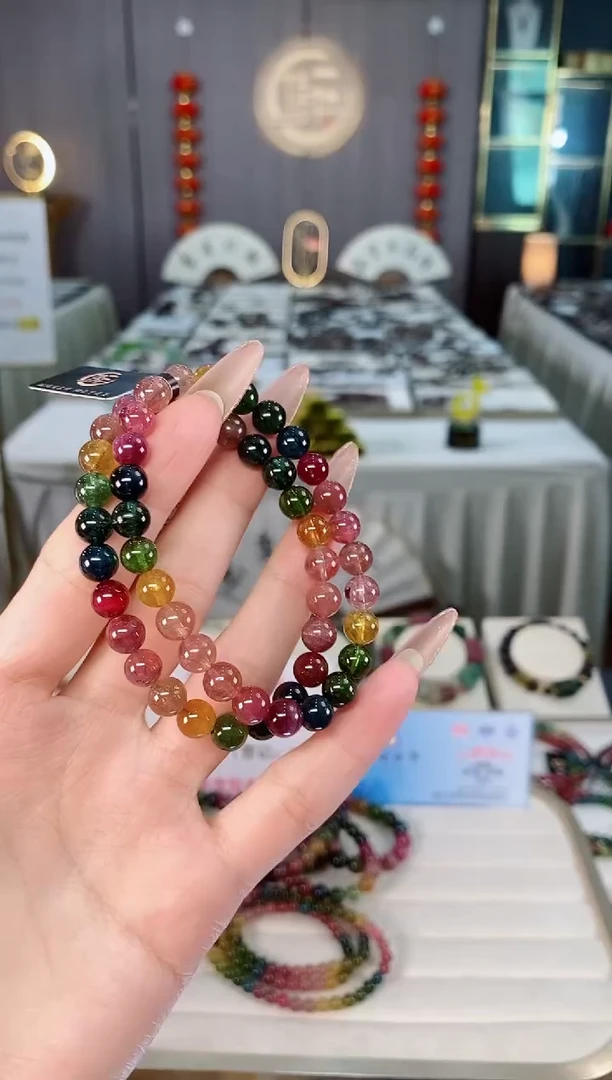 未镶嵌老矿碧玺彩虹冰体单圈手串7mm+碧玺（多样性发一条）mz