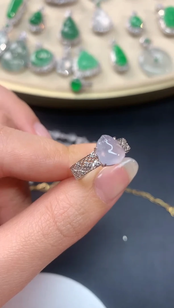 【闪购商品】翡翠戒指18K金镶嵌戒指A19|5800
