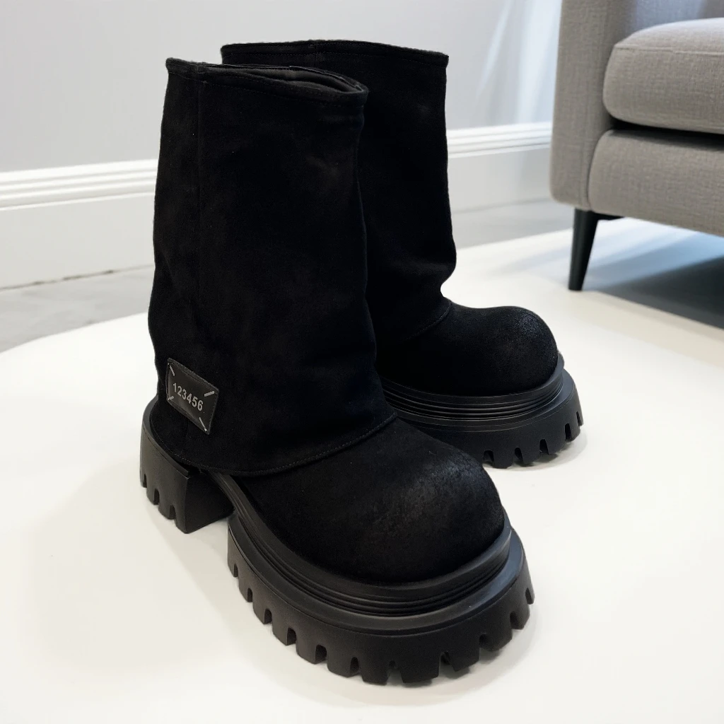 秋季新款小众短筒机车靴显瘦粗跟时尚百搭裤管靴0917-1