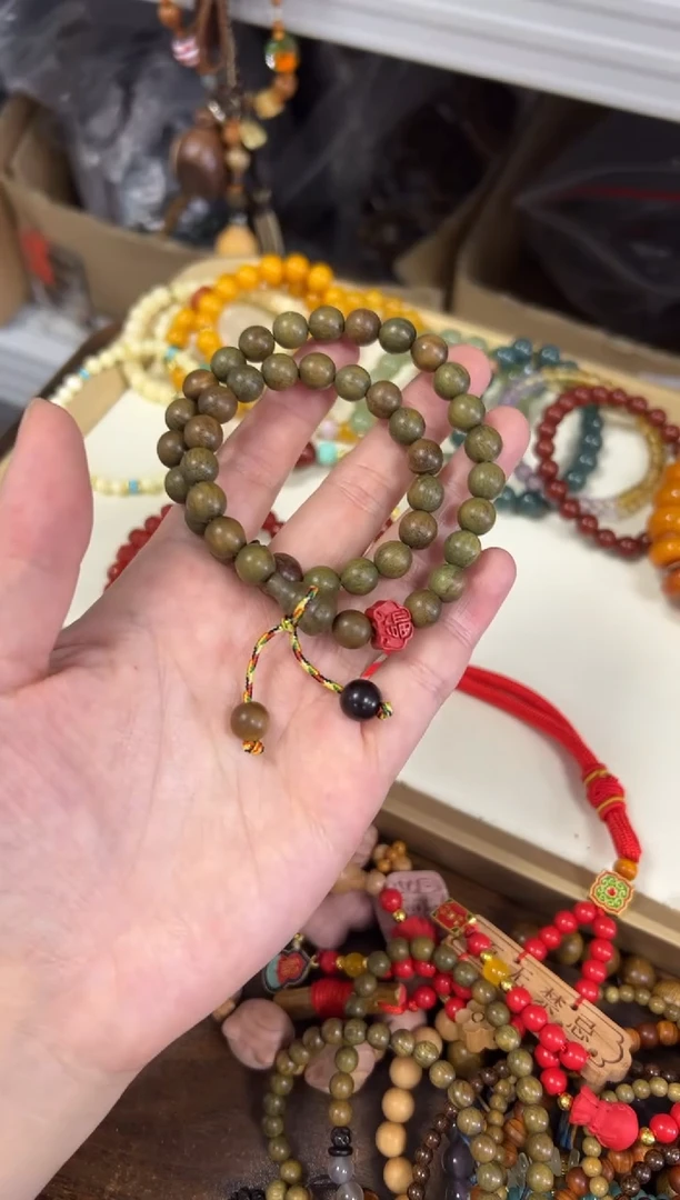 未镶嵌维腊木（绿檀）手串绿檀木小葫芦款双圈[0648]