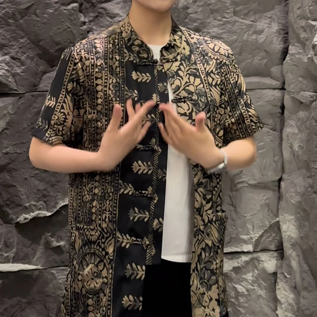 262057 177男士新款时尚休闲百搭唐装T恤