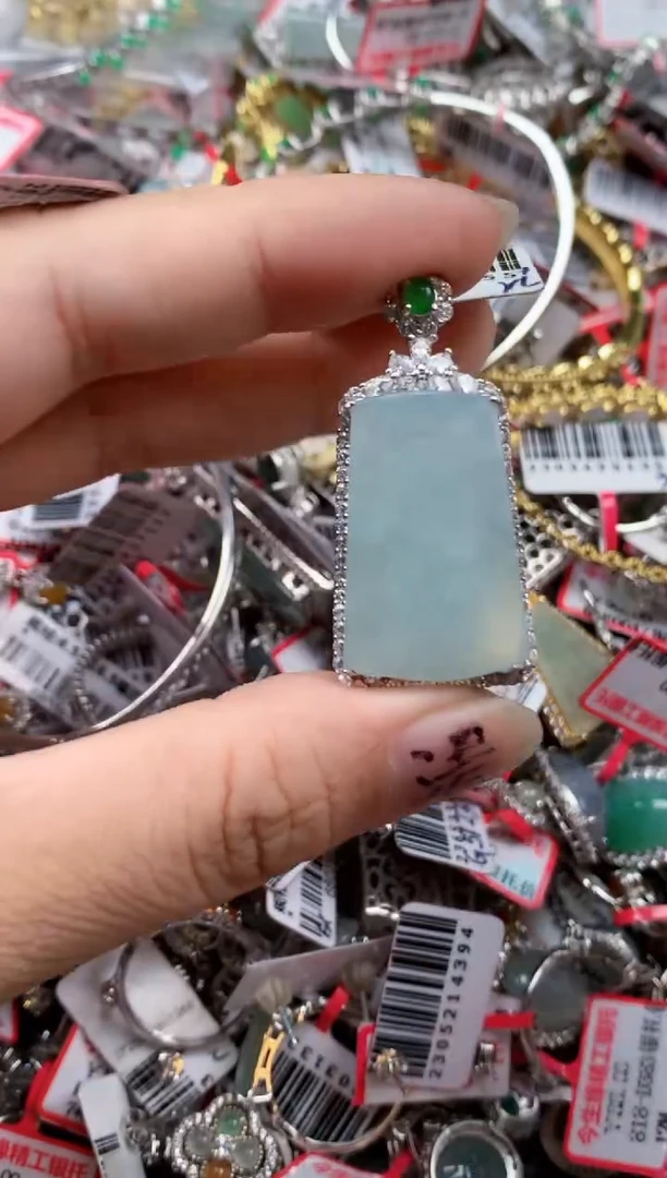 银S925镶嵌戒指翡翠天然A货缅甸翡翠