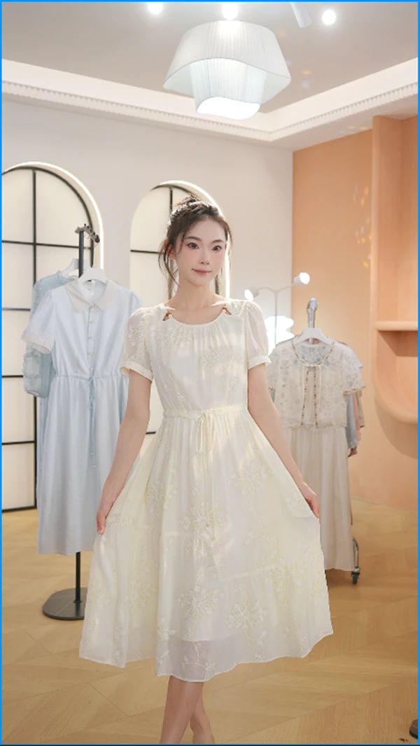 【送运费险】M1212 夏季新款两件套高档洋气新中式收腰显瘦连衣裙女