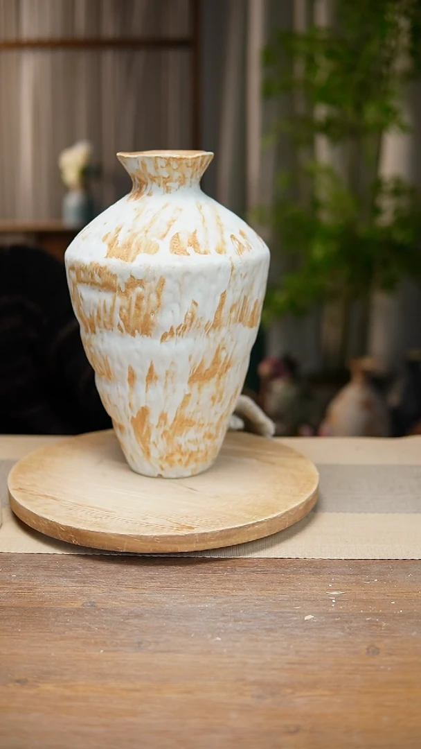 【闪购商品】陶瓷  花器诧寂黄高脚