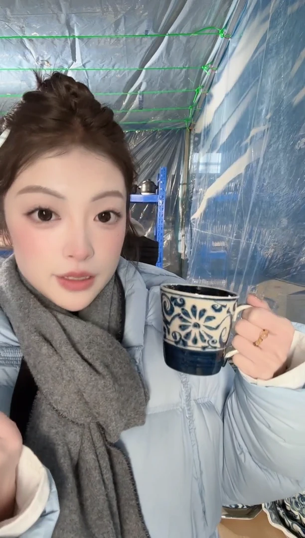 陶瓷蓝菊马克杯一个