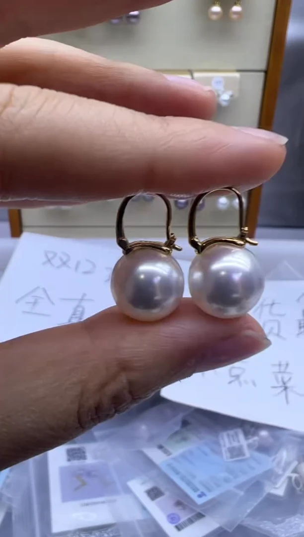 银S925镶嵌耳饰淡水珍珠123