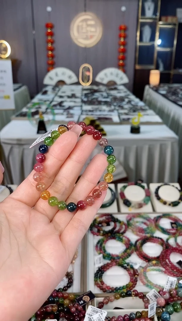 未镶嵌老矿碧玺色标单圈手串7mm+碧玺hon多样性发货一条