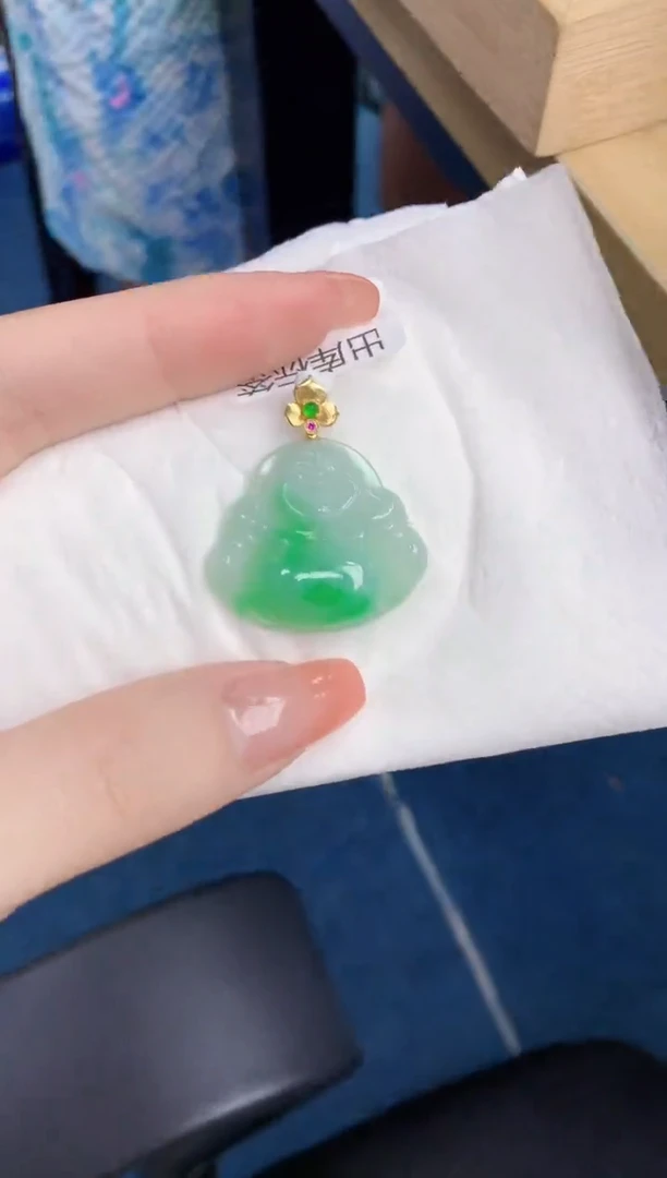 【闪购商品】翡翠颈饰18K金镶嵌天然缅甸翡翠A货