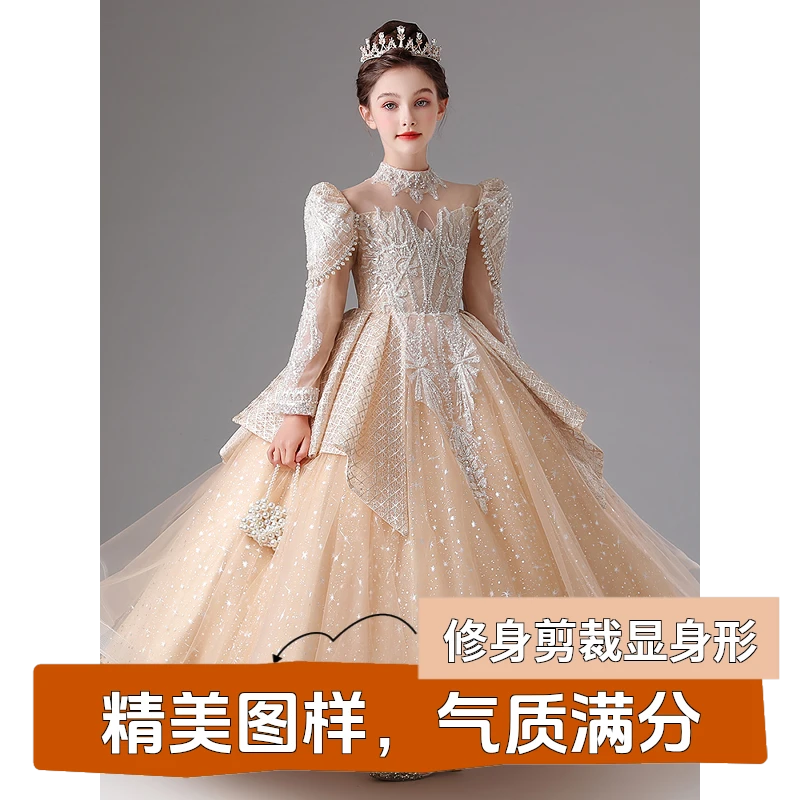 女童礼服小众儿童生日年会小公主裙主持人潮款钢琴演奏演出服轻奢