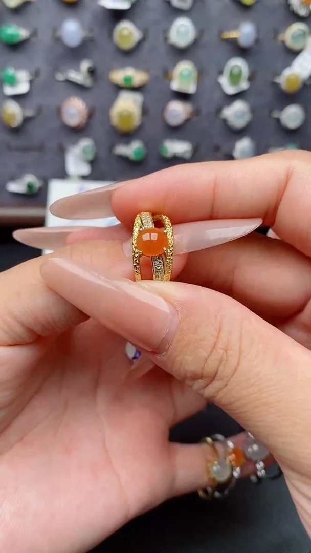 银S925镶嵌戒指翡翠天然A货翡翠11  1-