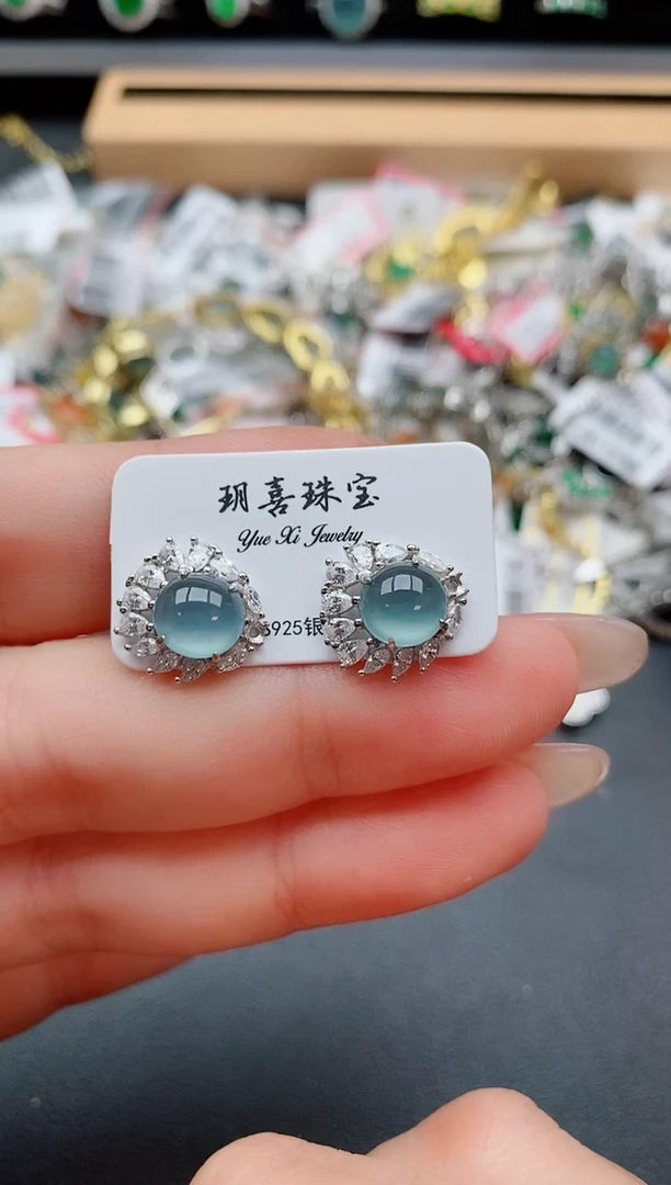 银S925镶嵌戒指翡翠1