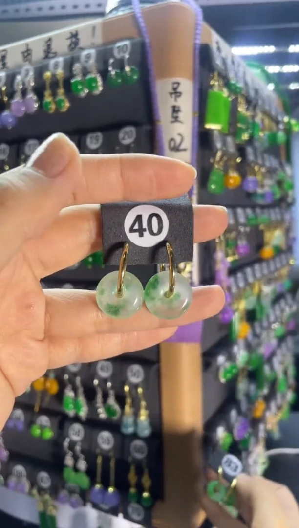 翡翠银S925镶嵌耳饰40...