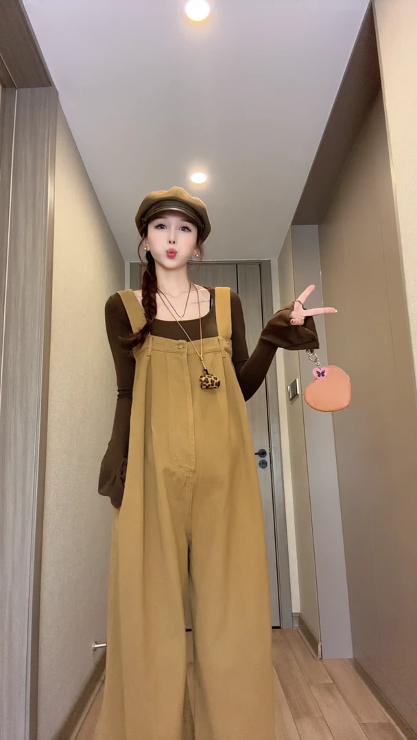 时尚孕妈减龄气质春款休闲孕妇背带裤+打底两件套孕妇装