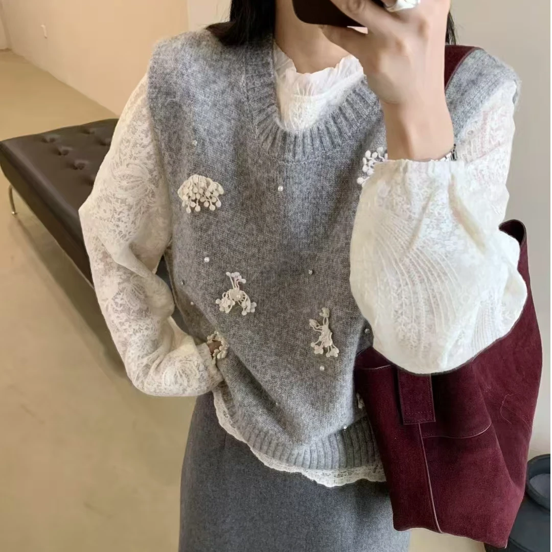 针织马甲女款2025新款叠穿马夹洋气时髦外穿流行款上衣