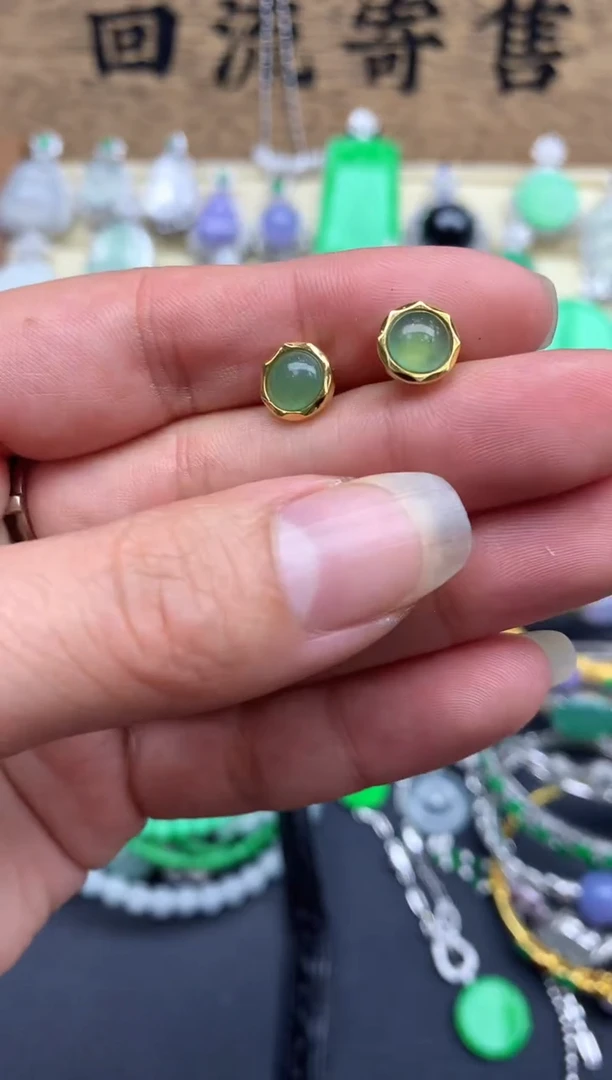 【闪购商品】翡翠耳饰18K金镶嵌58-中国好珍宝